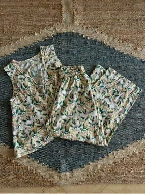 MIRTH Flamingo Hand Block Print Cotton Pajama Set Size XS